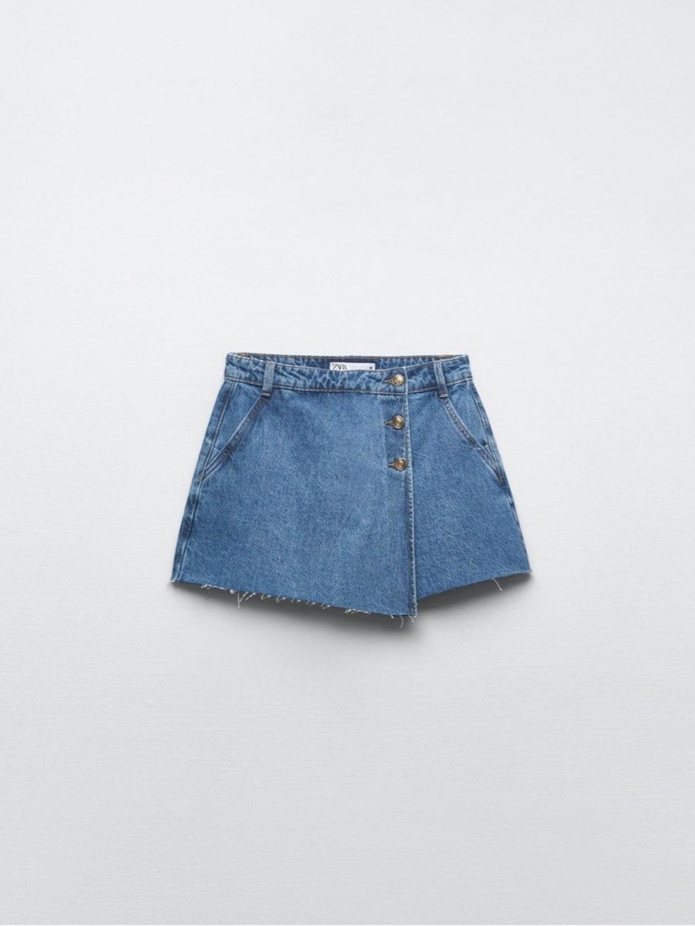 Zara Wrap Skort Frayed Hem Women's